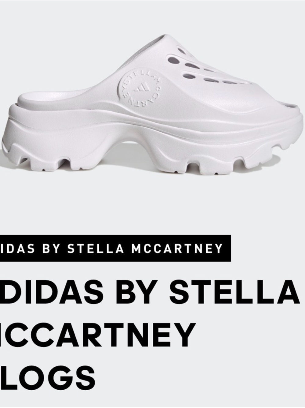 adidas by Stella McCartney White Platform Mule Clog